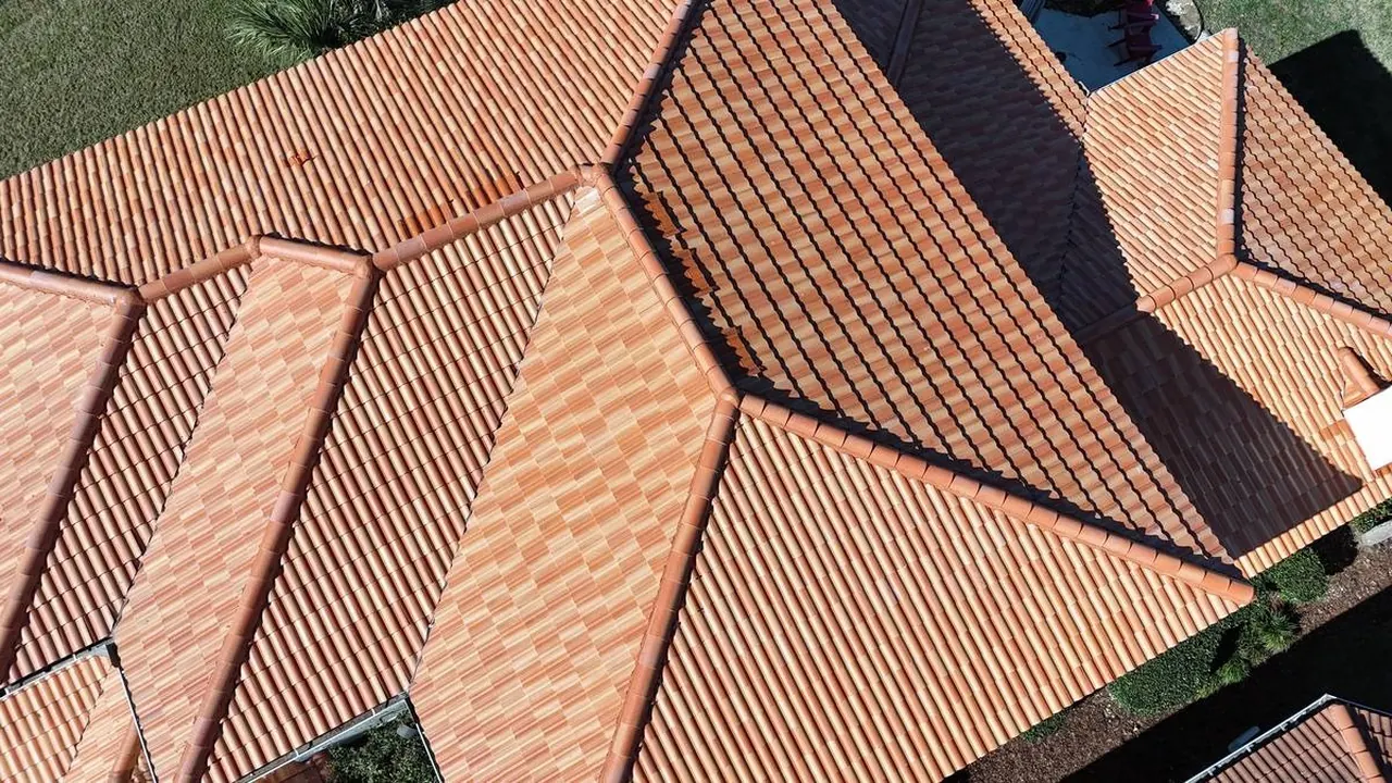 Close-up of new clay tile